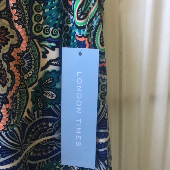 NWT London Times Pleated Neck Handkerchief Dress - Picture 4 of 6